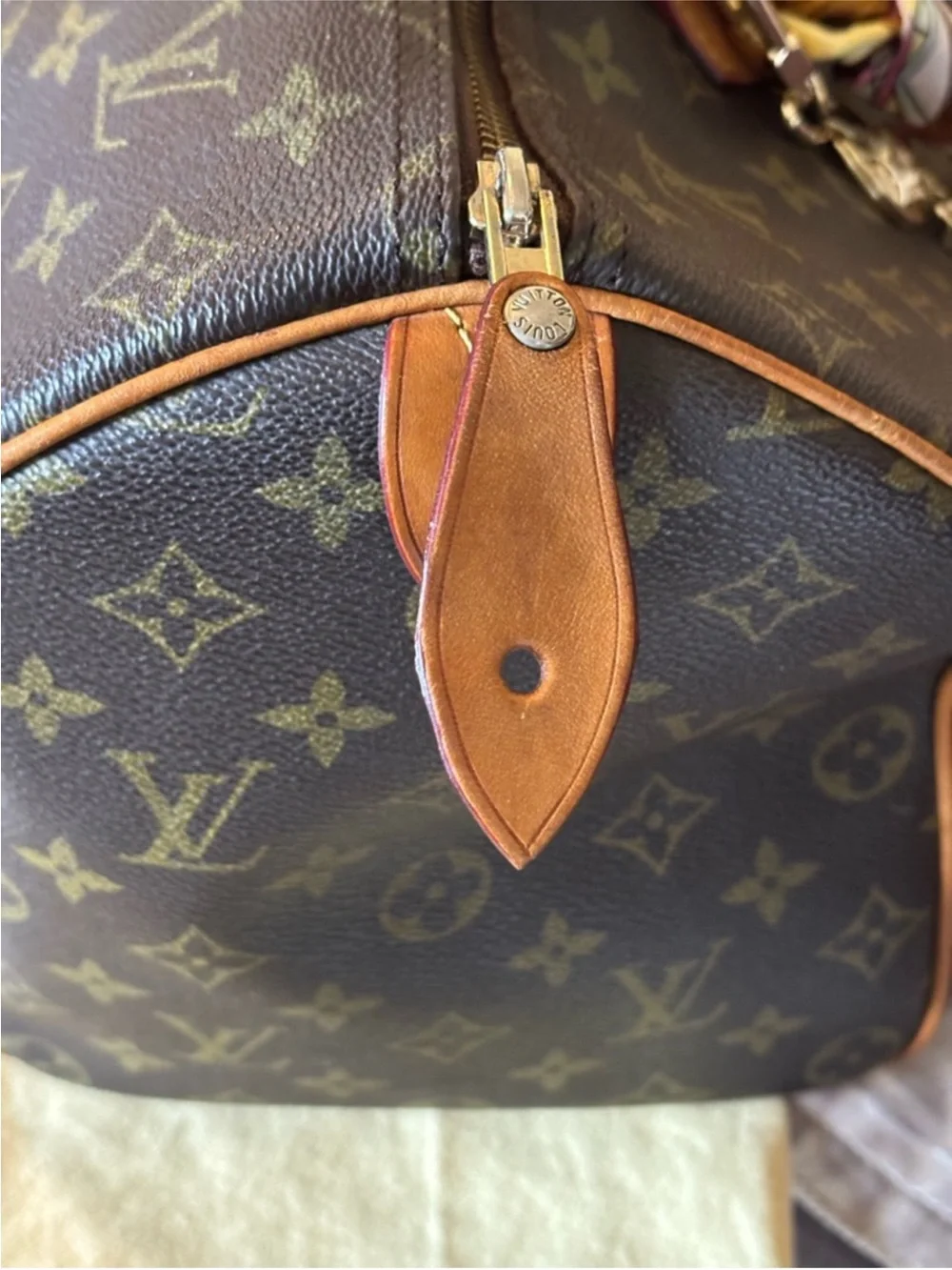 Louis Vuitton Monogram Canvas Satchel with Pink-Accented Handle Scarf